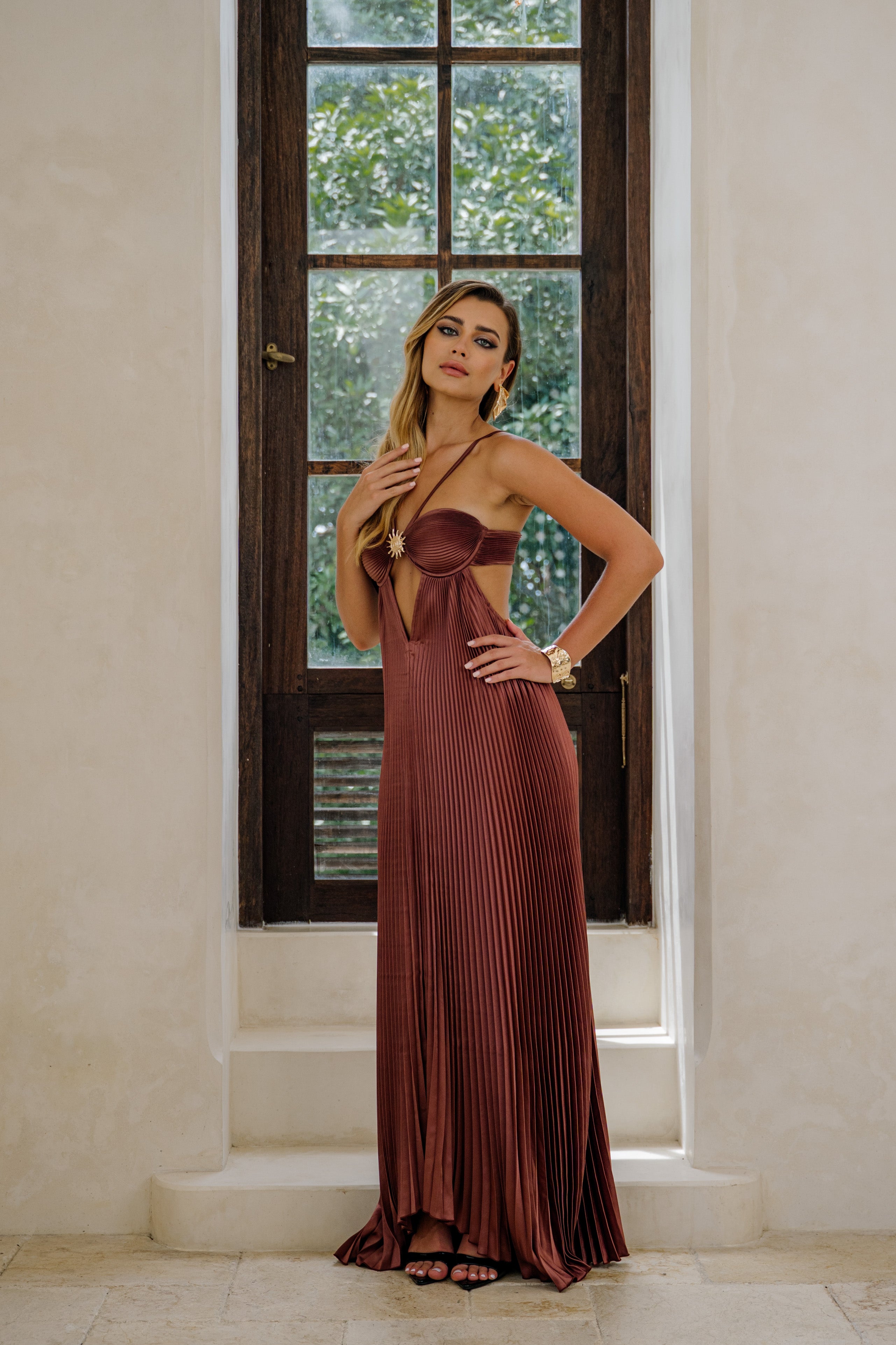 CELINE DRESS - WALNUT