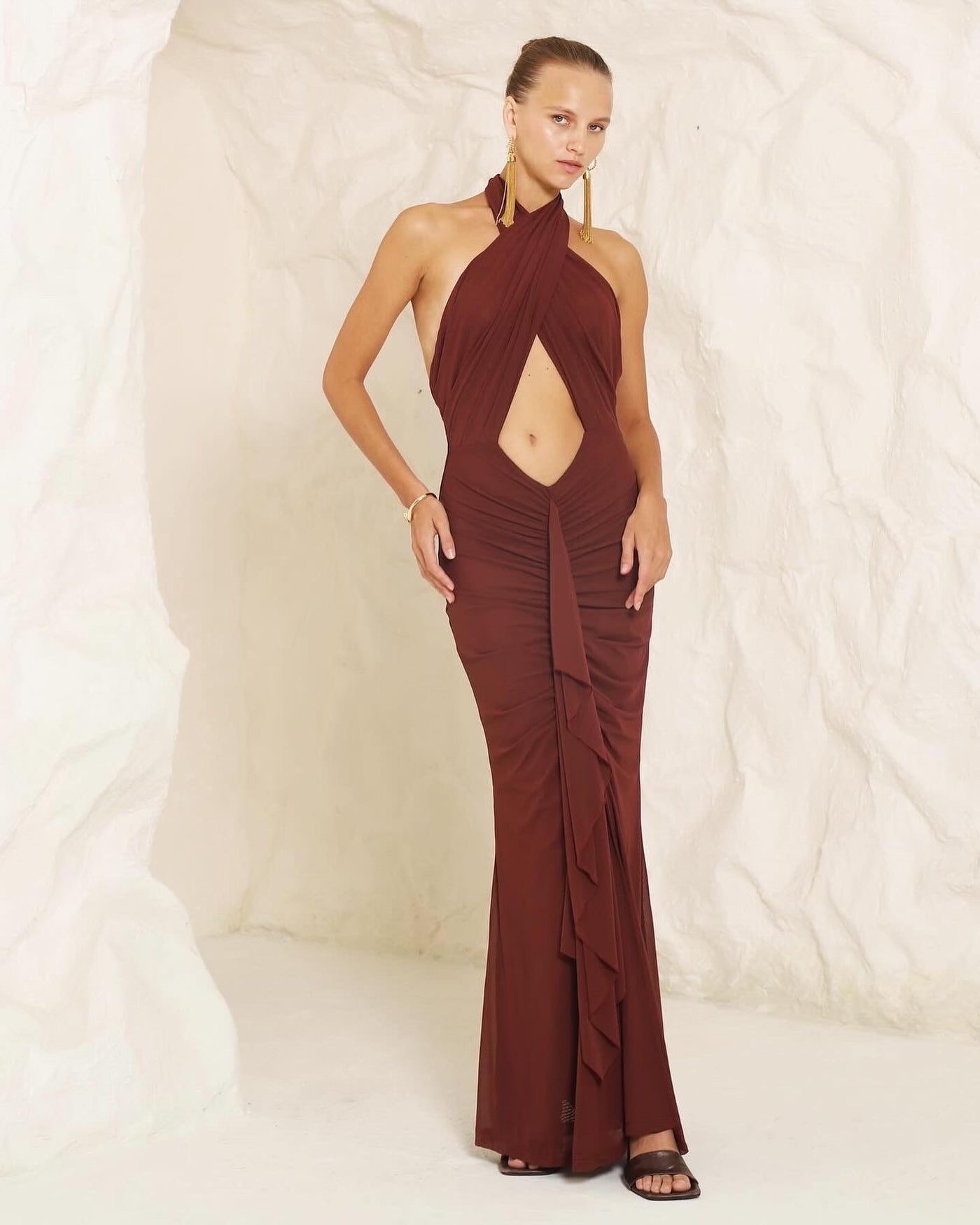 AURORA DRESS - MAROON
